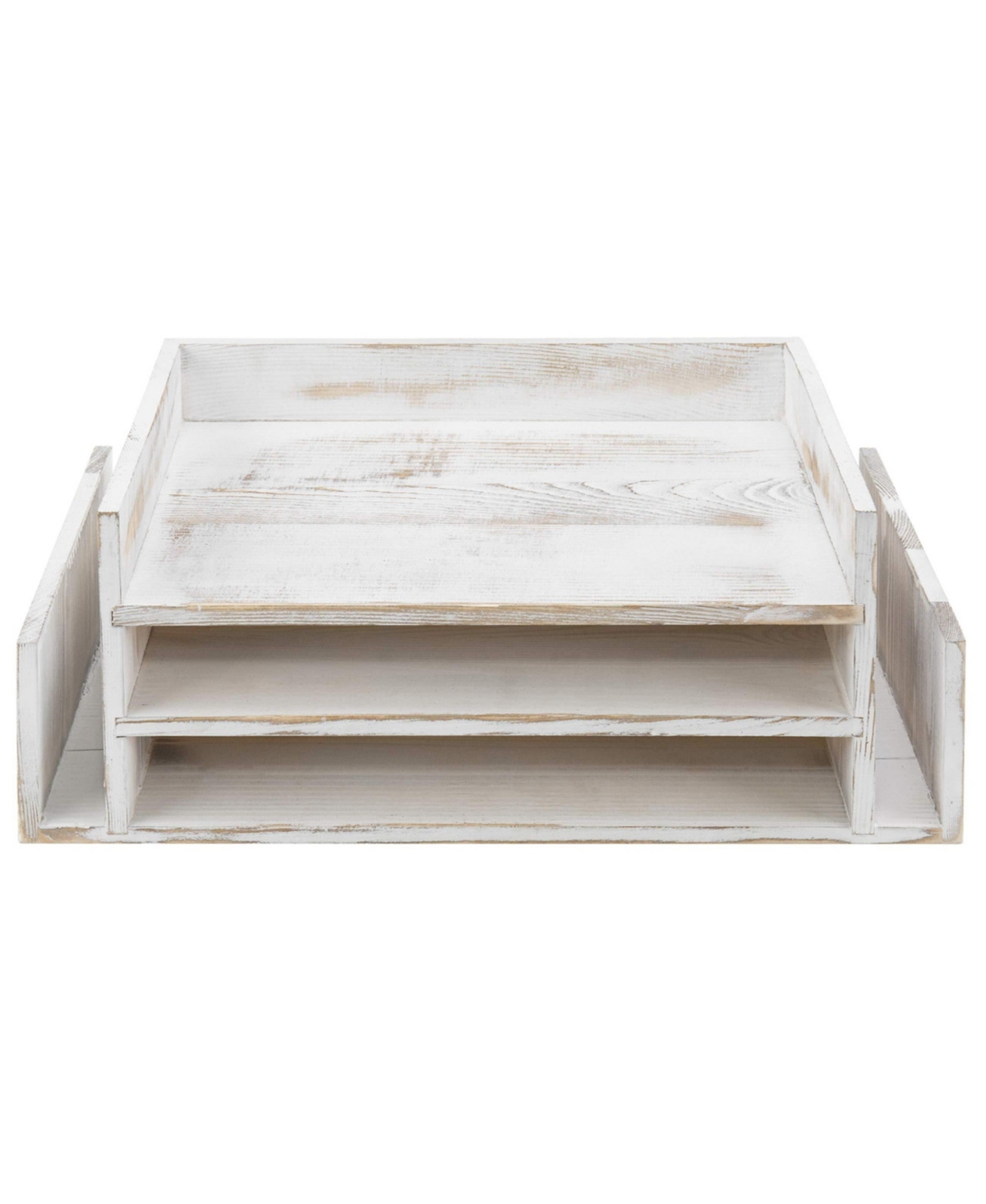 Danrong 3 Tier Wooden Desktop Organizer File Tray Letter Holder Farmhouse Storage