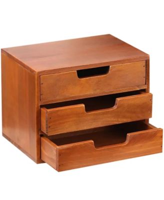 Stackable 3 Drawer Modern Wood Desktop Storage Organizer