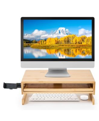 Monitor Stand Riser with Drawer and Phone Holder Non Slip Desk Organizer