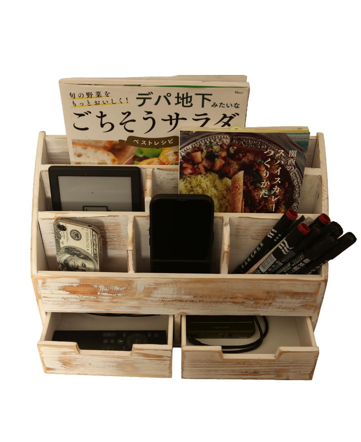 Danrong Wooden 2 Drawer Desktop Organizer Mail Rack File Storage Vanity Bathroom Office Holder