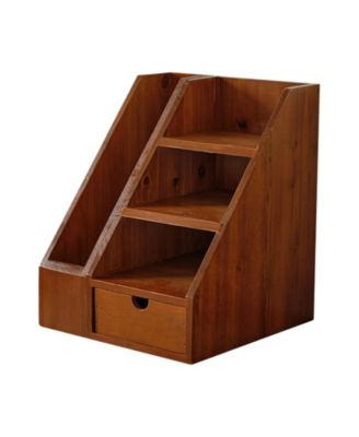 Rustic Wood Desk Organizer Set 2 Piece Desktop File Holder Storage