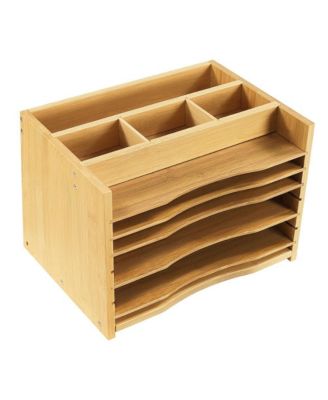 5 Tiers Desk File Organizer Adjustable Dividers Mail Sorter