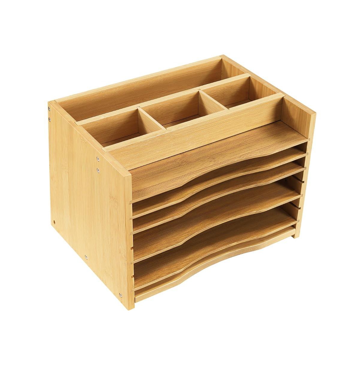 Danrong 5 Tiers Desk File Organizer Adjustable Dividers Mail Sorter - Default