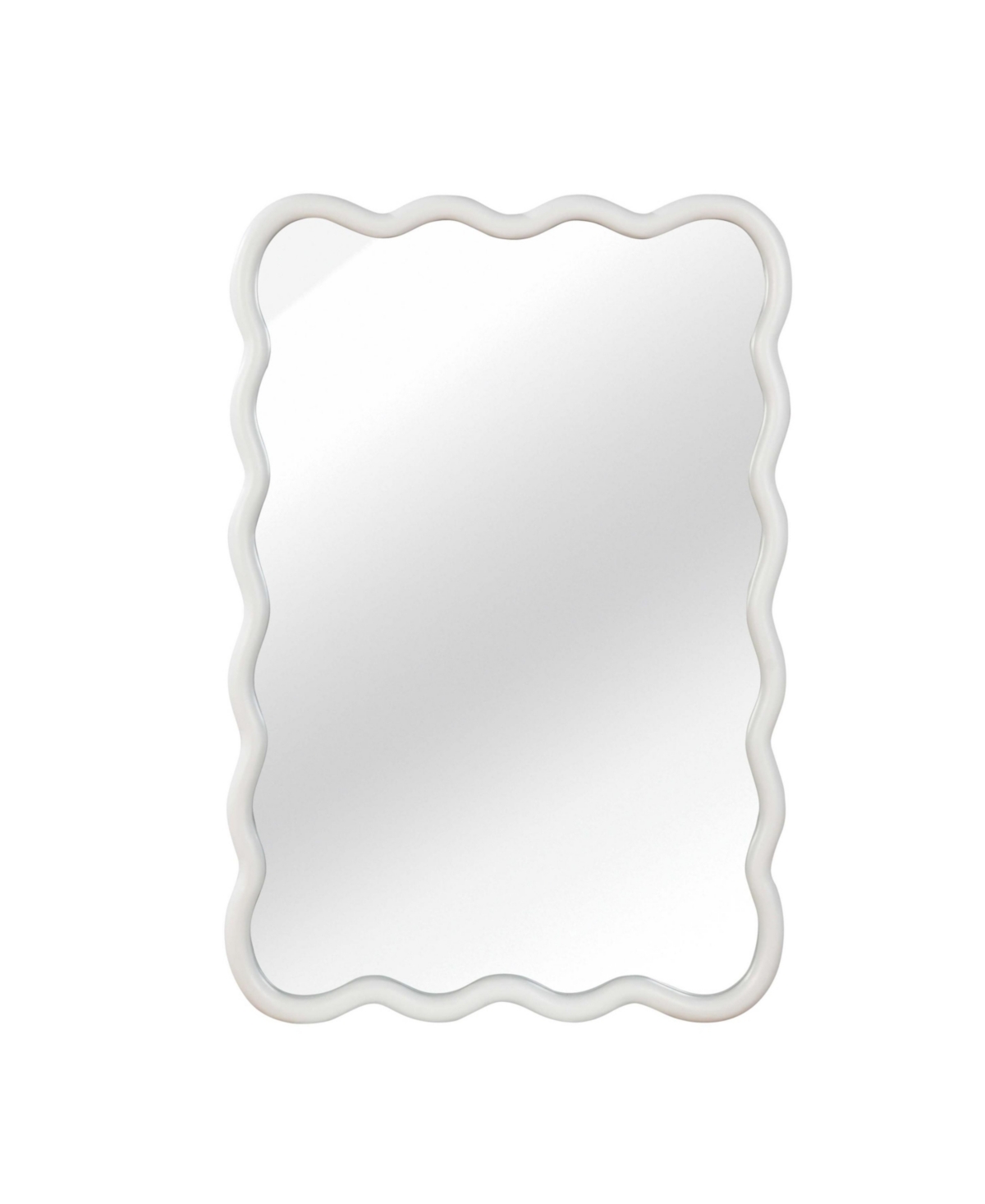 Phying 24 x 36 Inch Wavy Rectangle Wall Mirror White Solid Wood Frame Decorative Vanity Mirror Aesthetic Wall Mounted Mirror for Entryway Living Room