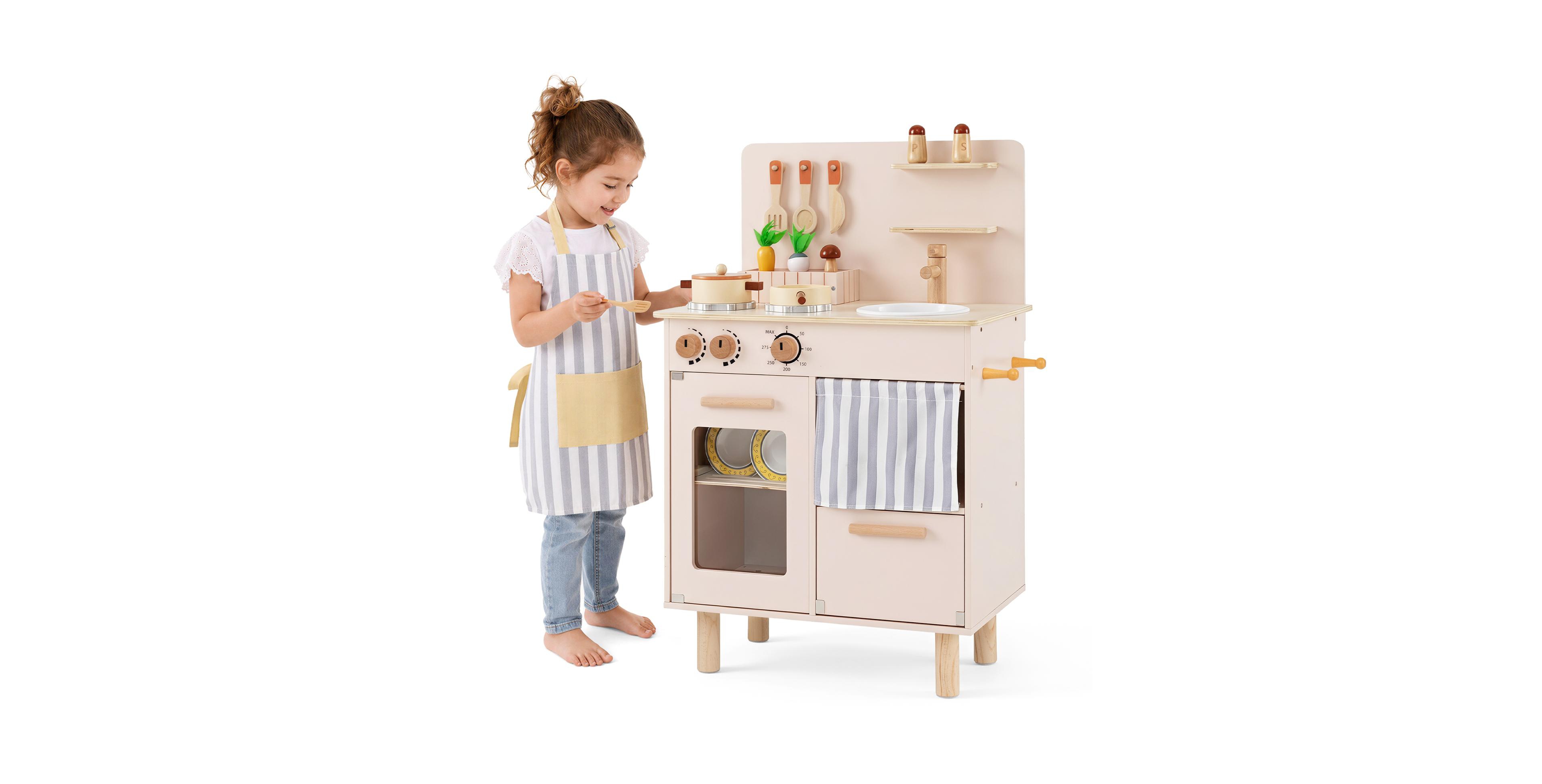 Gymax Toddler Wooden 10-Piece Kitchen Playset, Ages 3+