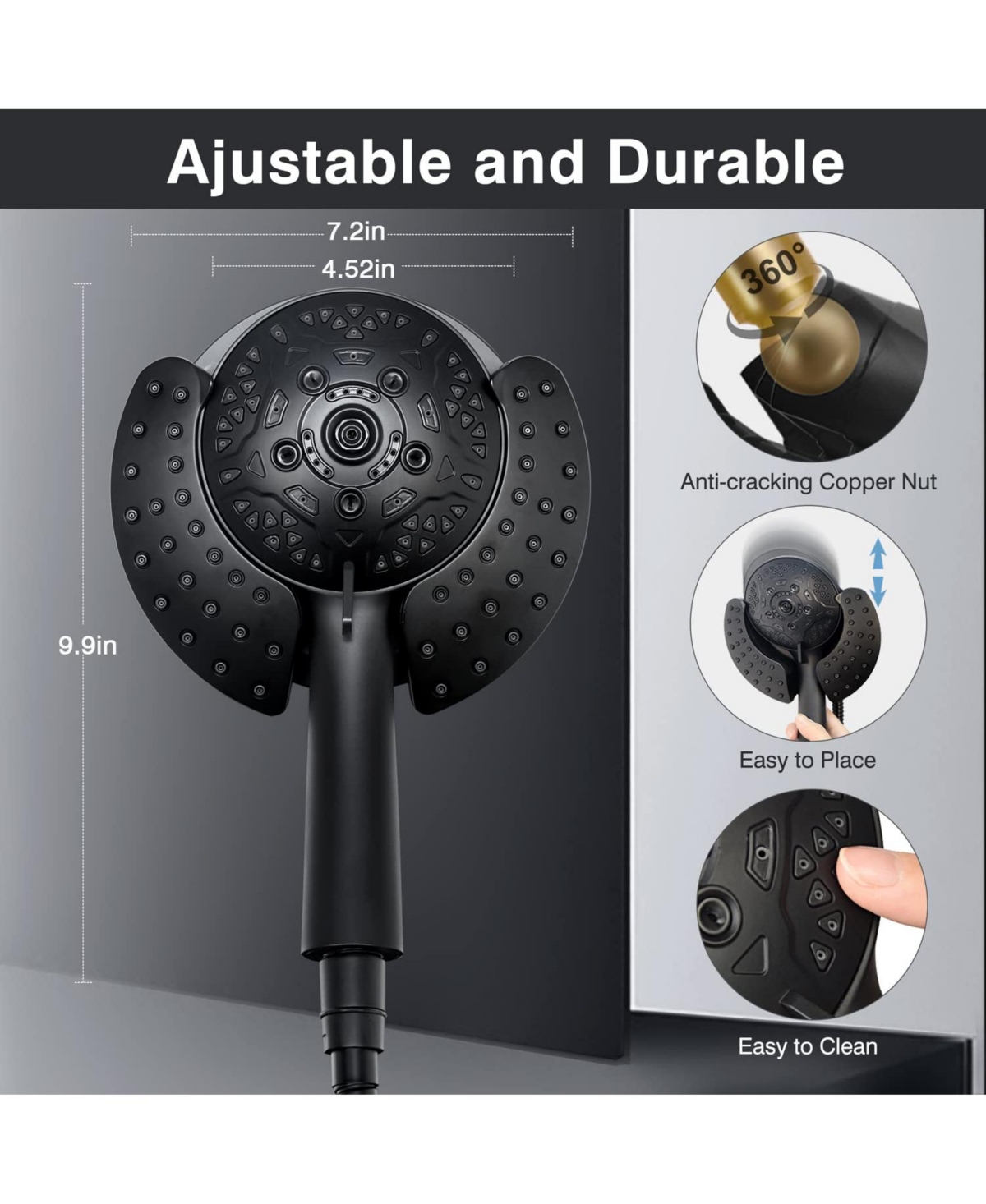 Cyqbd 1.8 Gpm Shower Head Handheld Rain 2-in-1 Rotatable Hose