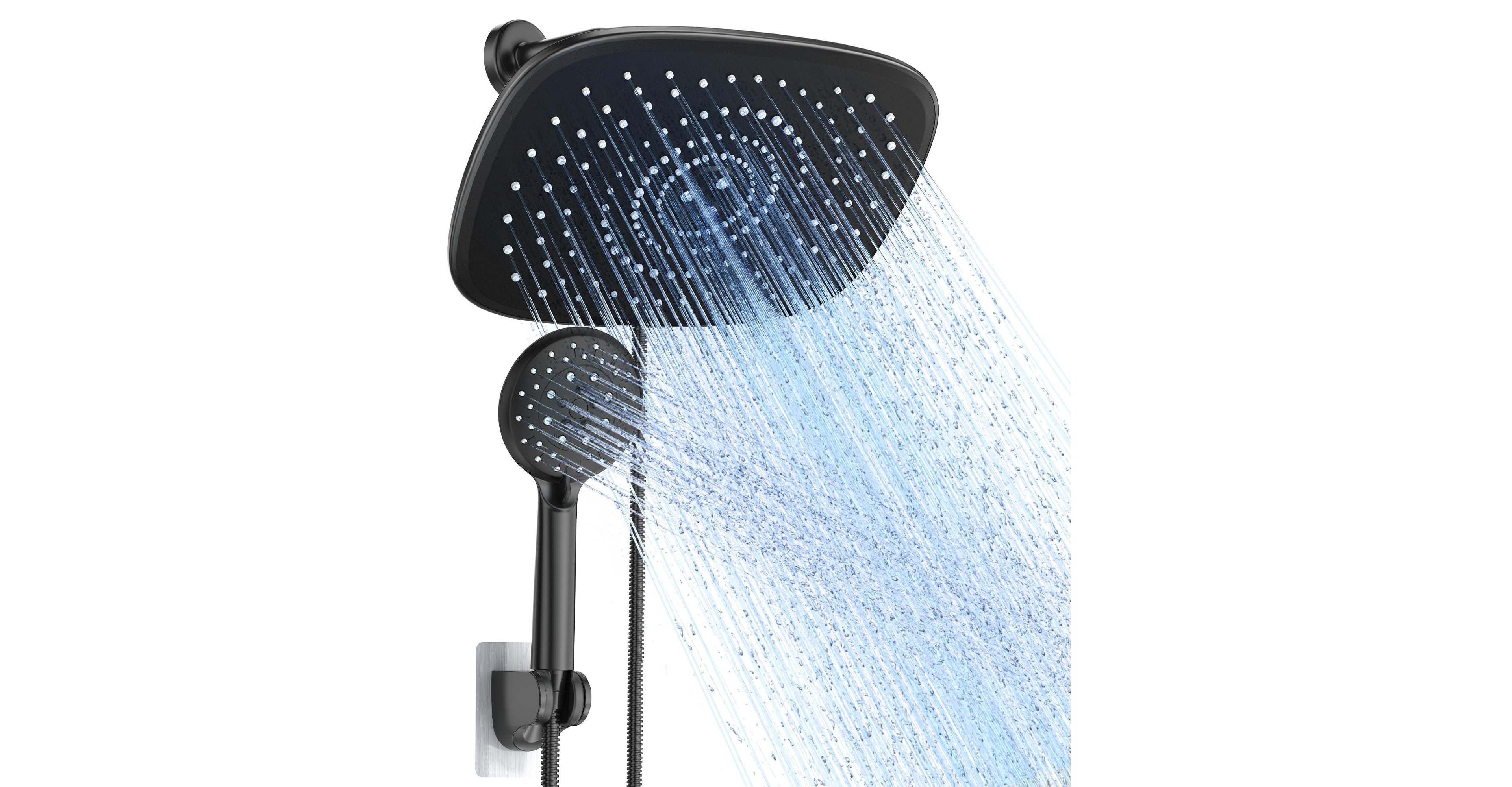 Cyqbd 10" Rain Shower Head With Handheld 5 Spray Modes Dual Heads