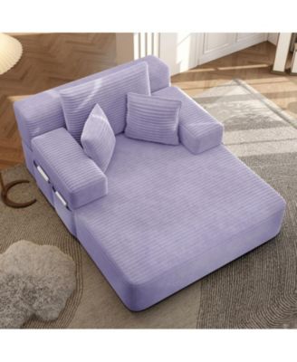 Convertible Corduroy Sleeper Sofa with Removable Washable Cover,Side Storage High-Density Sponge,Side Storage for Apartment Home,Small Spaces