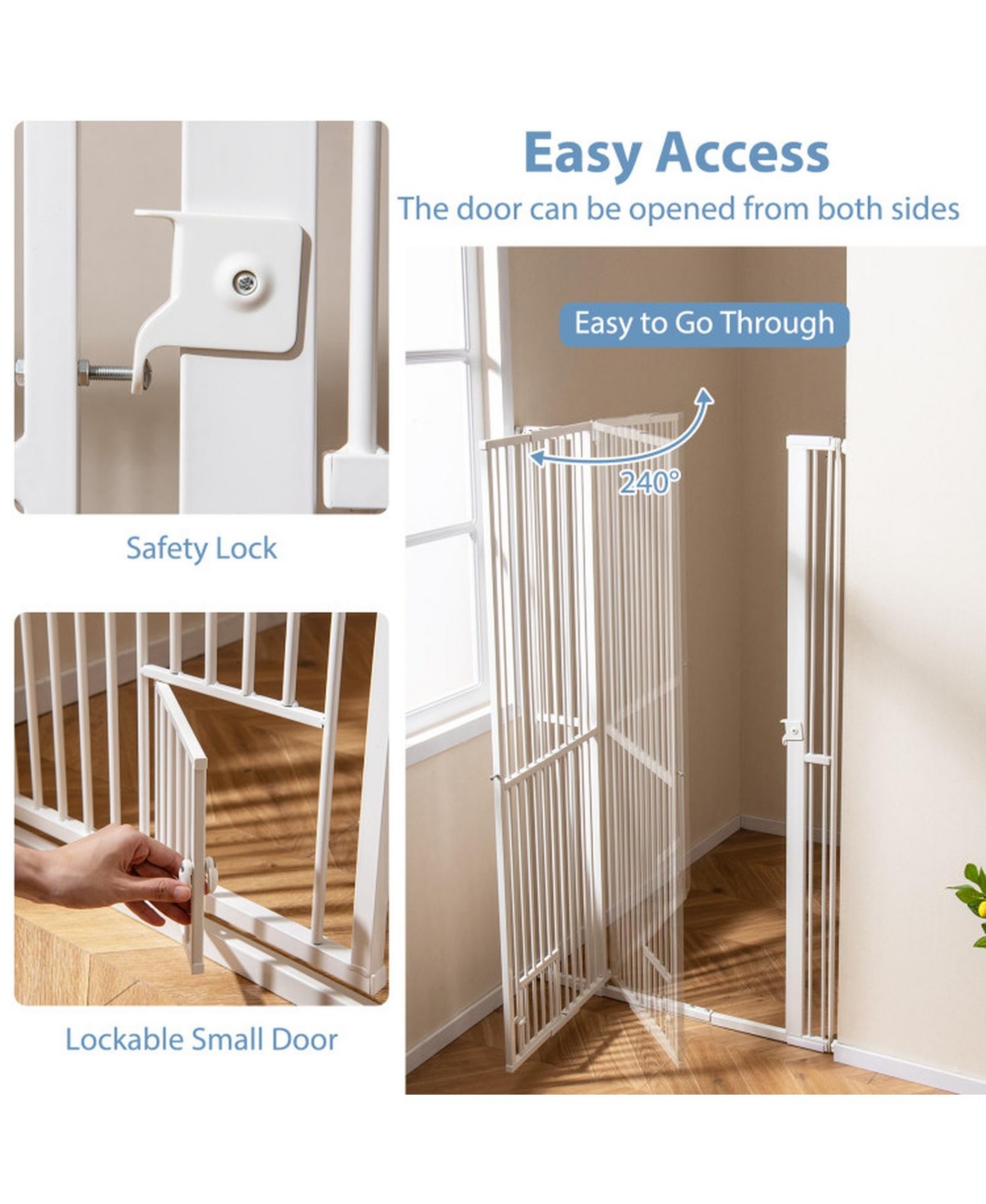 Sugift Extra Tall Pet Gate 67.5 Inch Heavy-Duty Metal Barrier with Adjustable Width and Lockable Small Door