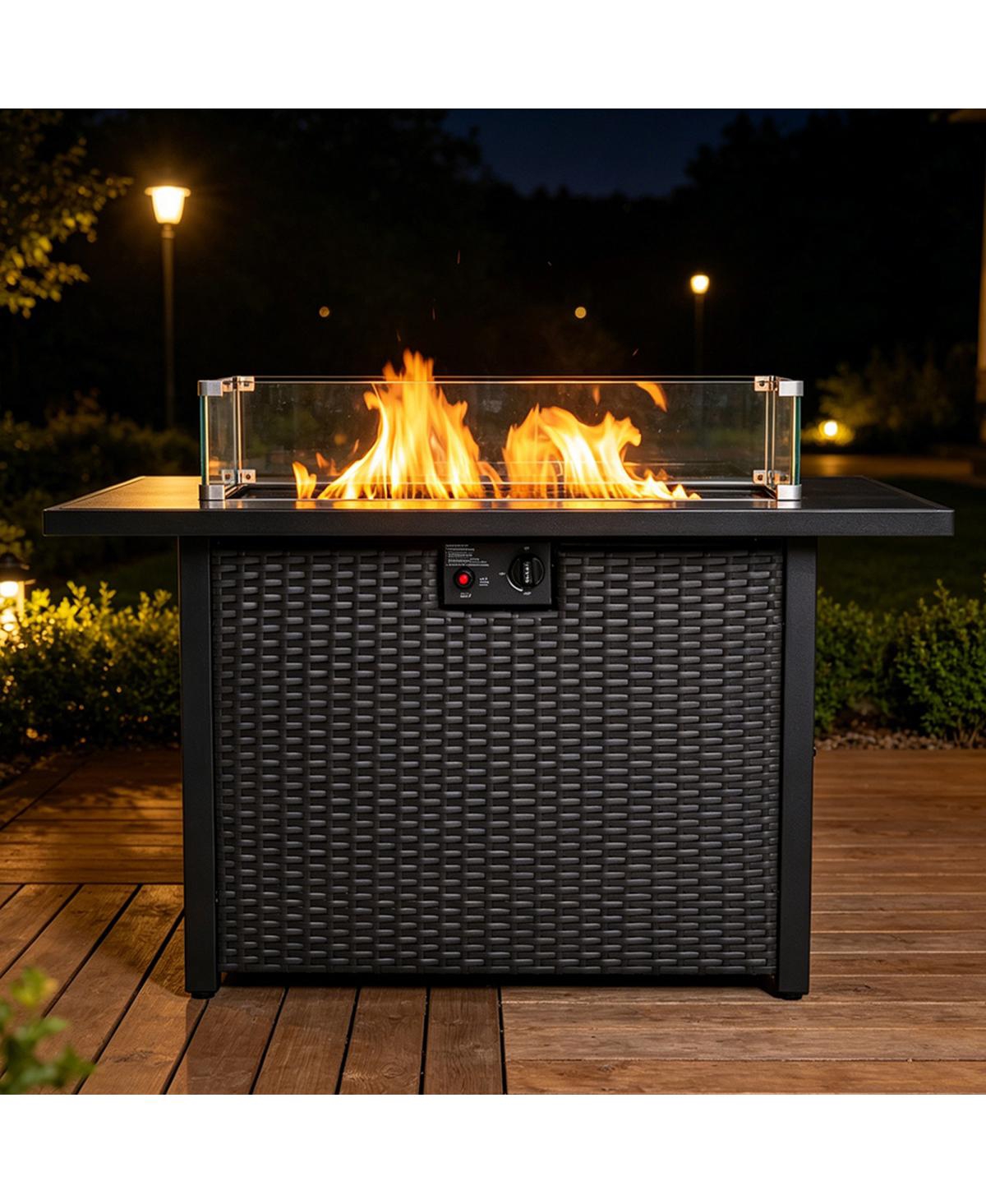 Streamdale Furniturev 44" 50K Btu Propane Fire Pit Table with Glass Guard