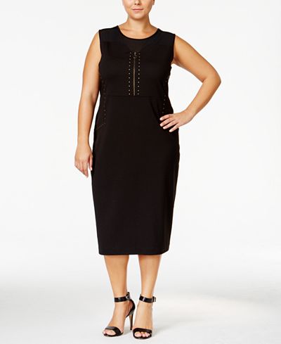 MBLM by Tess Holliday Trendy Plus Size Studded Midi Dress