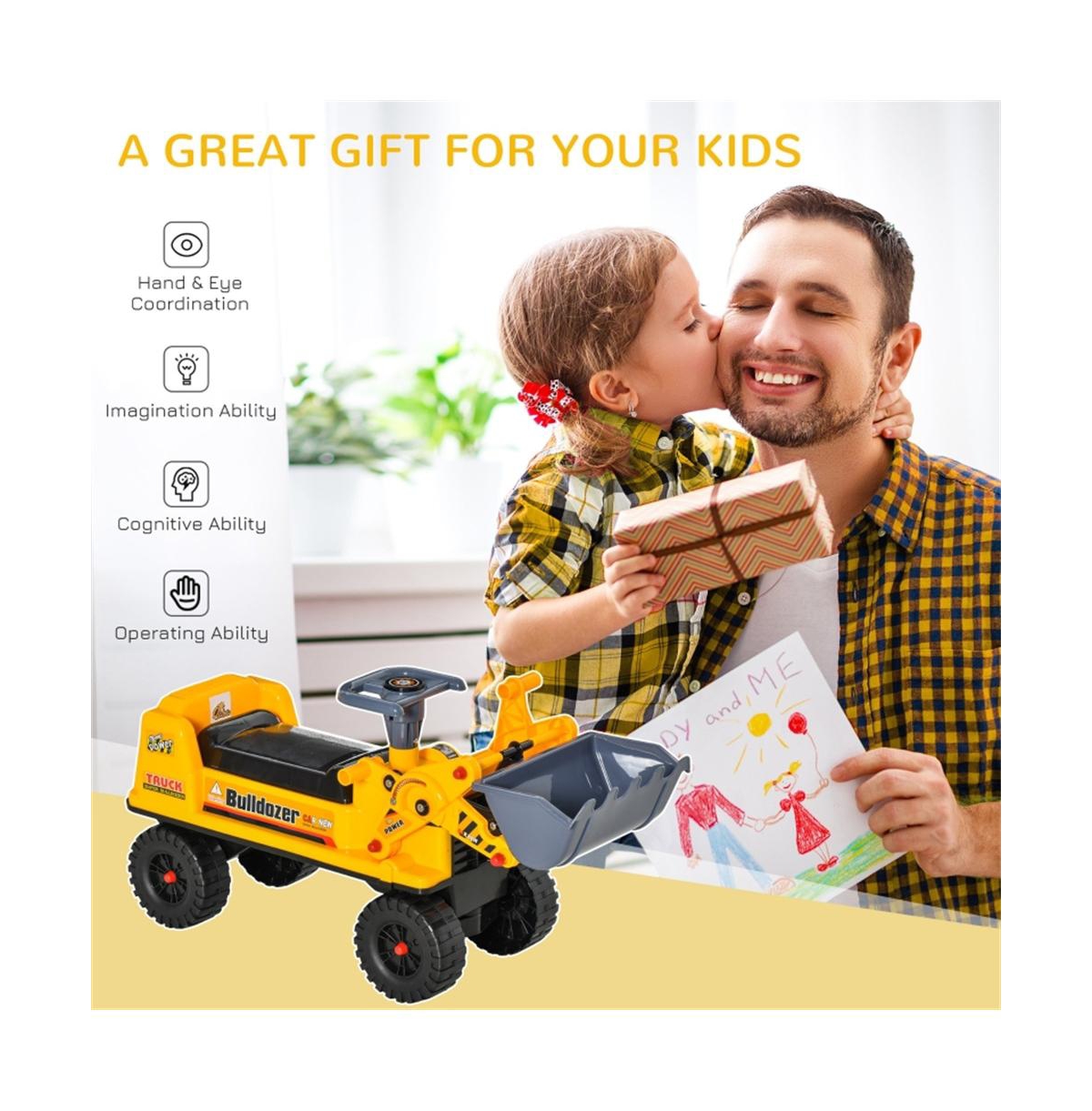 Sevorley Toddler Foot-to-Floor Ride-On Excavator with Working Bucket and Under-Seat Storage, Ages 2-3