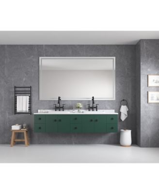 84 x 48 Inch LED Bathroom Mirror Front and Backlight Wall Mounted Anti Fog Memory 3 Colors Stepless Dimmable Vanity Mirror