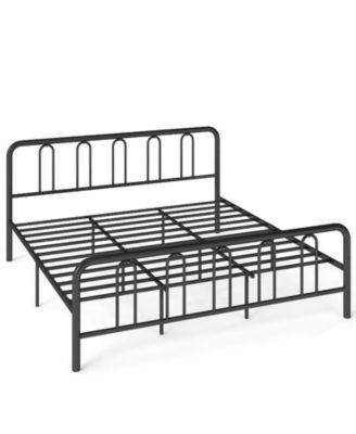 King Size Metal Platform Bed Frame with Headboard and Footboard