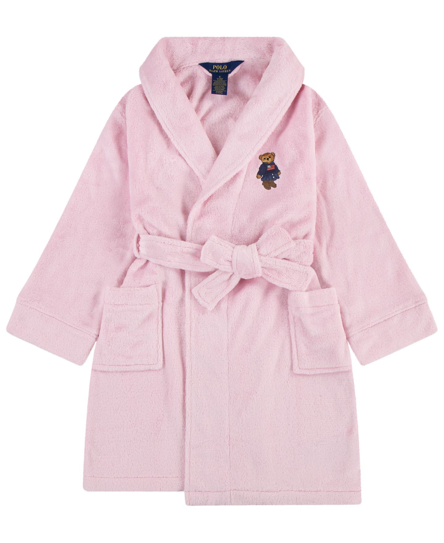 Халат Bear для детей, махра — Polo Ralph Lauren, цвет: Розовый — фото 1