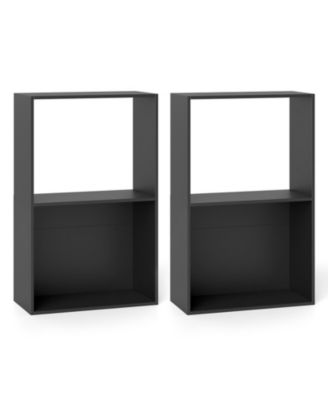 Set of 2 3-Tier Bookshelves with Open Storage Compartments Freestanding Display Shelving Units