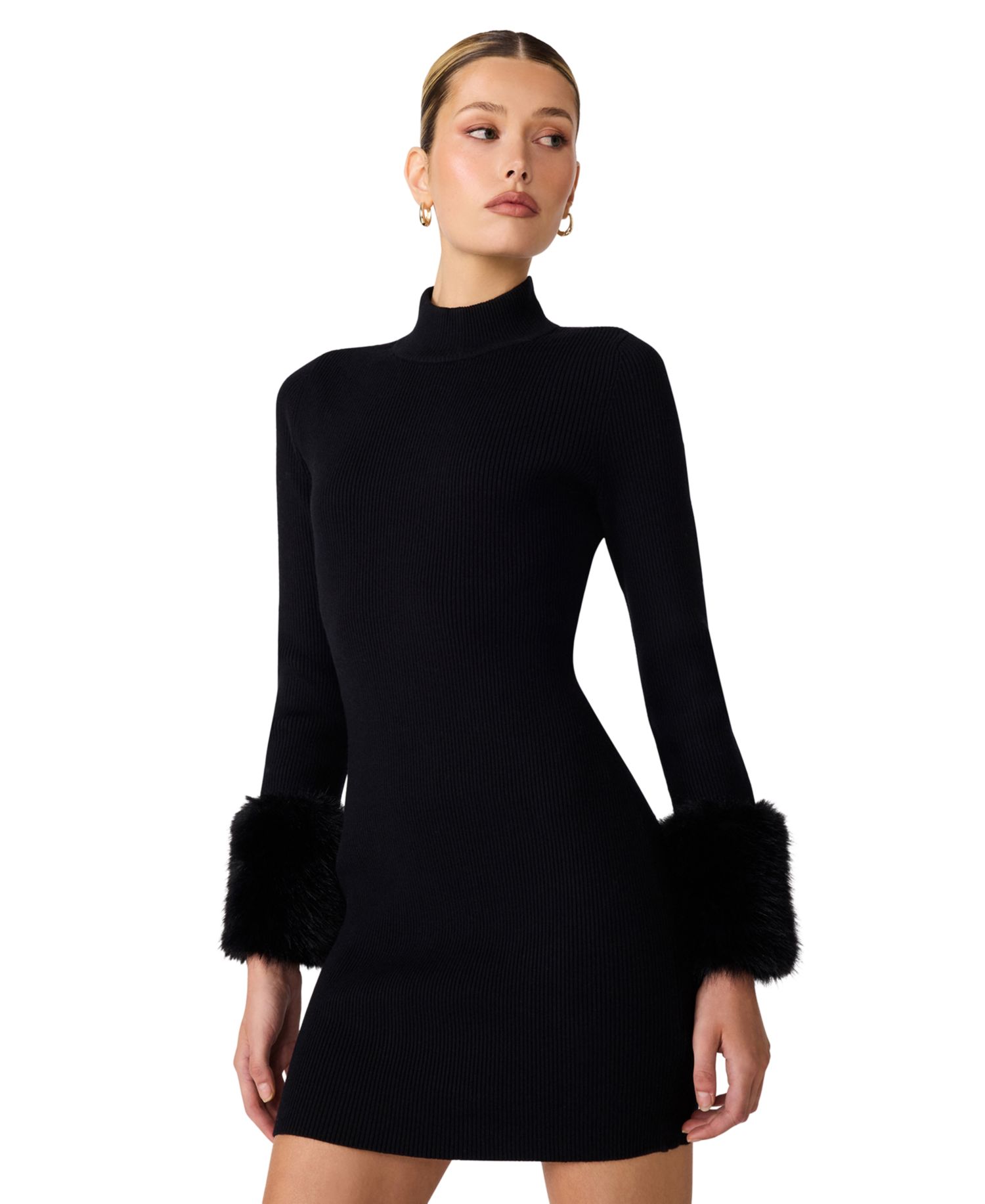 Riello Long-Sleeve Mock Neck Mini Dress