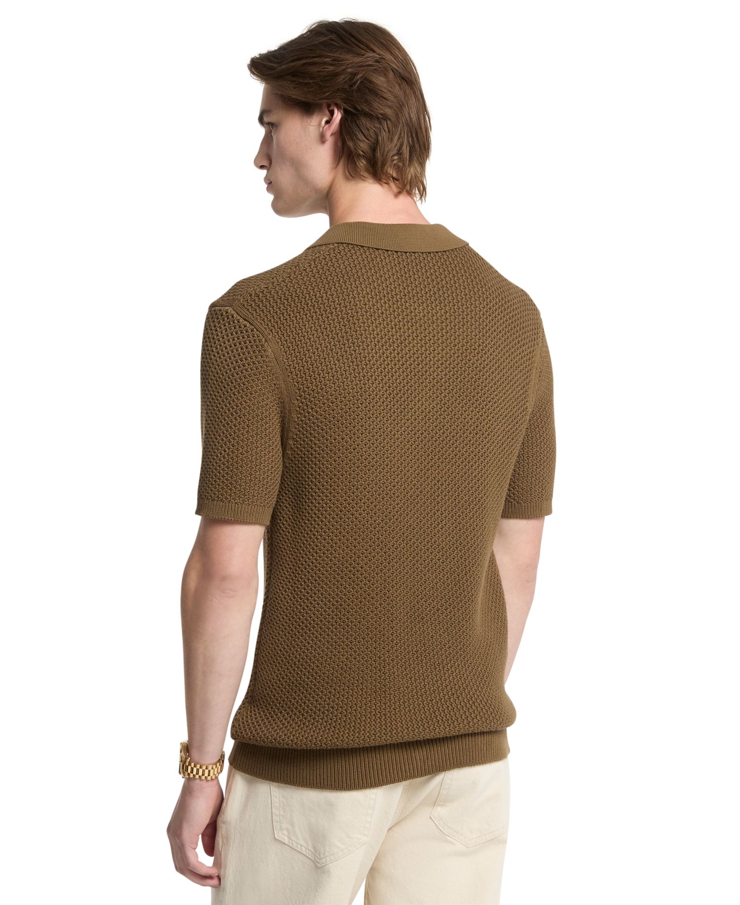 Men's Textured Johnny Collar Polo Shirt