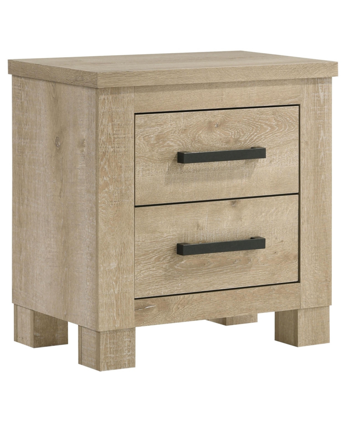 Flynama Weathered 2-Drawer Farmhouse Nightstand, Engineered Wood Bedside Table with Dark Bronze Pulls