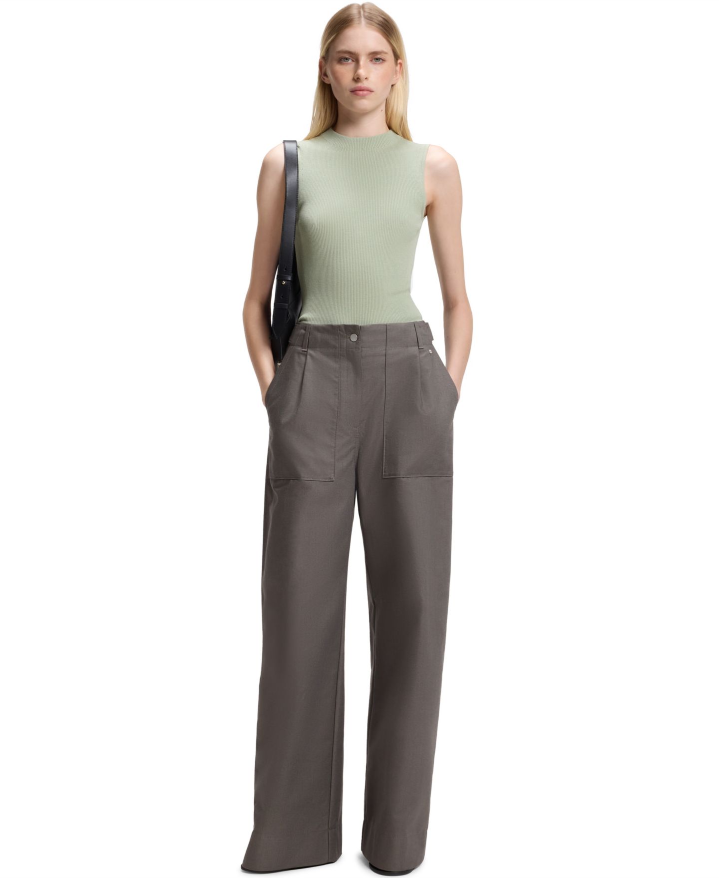 Женский топ Hugo Boss BOSS by Feskies Ribbed-Knit Mock-Neck Sleeveless, цвет: Зелёный — фото 4