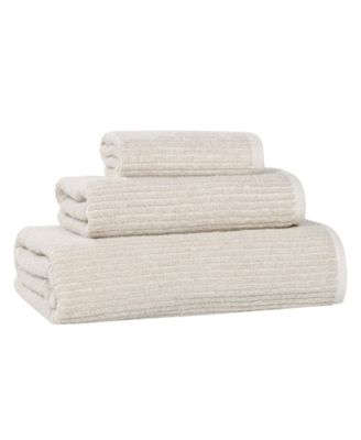 Destin Viscose Blend Absorbent Quick Dry Solid Ribbed Design 3-Piece Towel Set