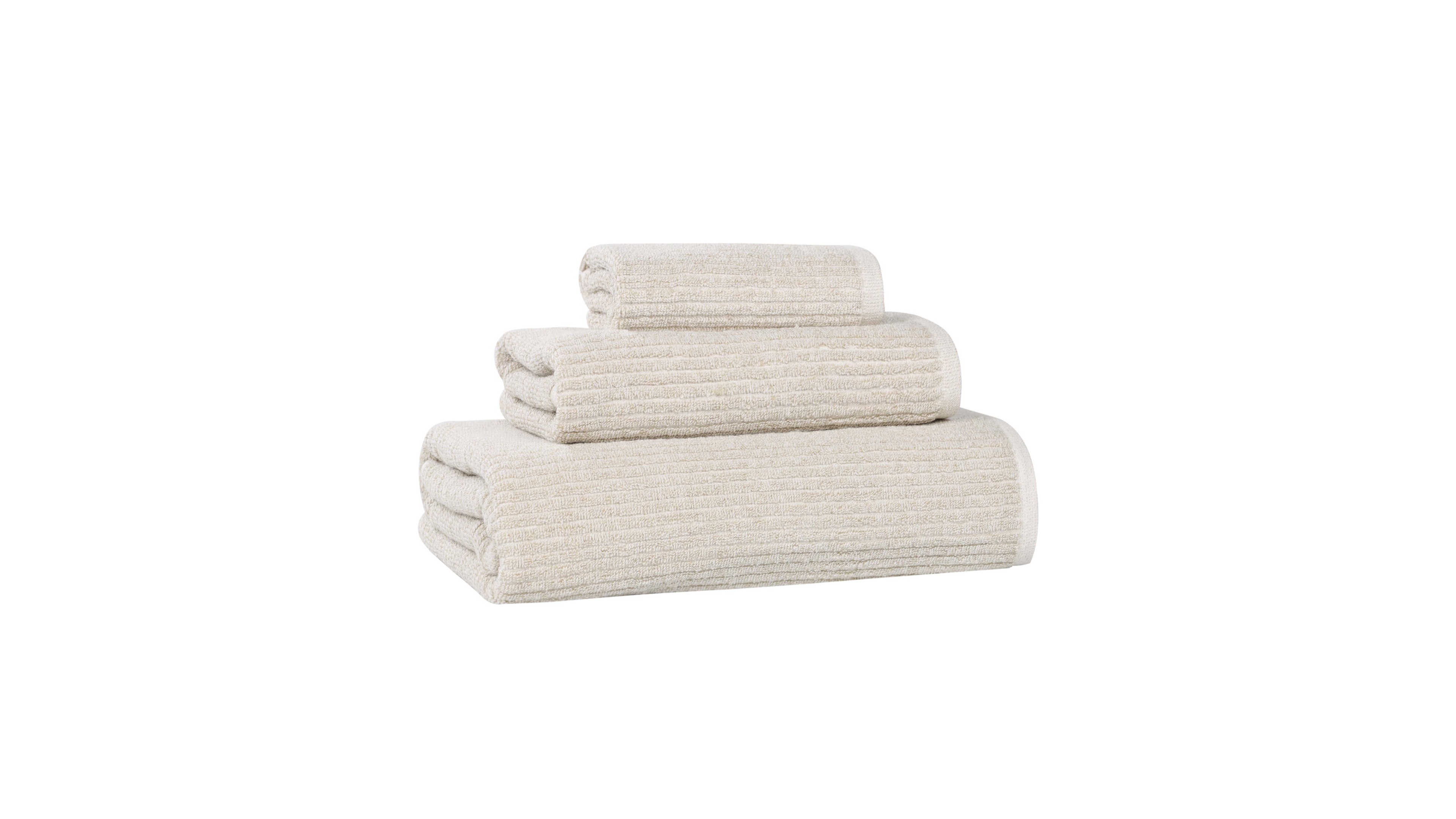 Superior Destin Viscose Blend Absorbent Quick Dry Solid Ribbed Design 3-Piece Towel Set