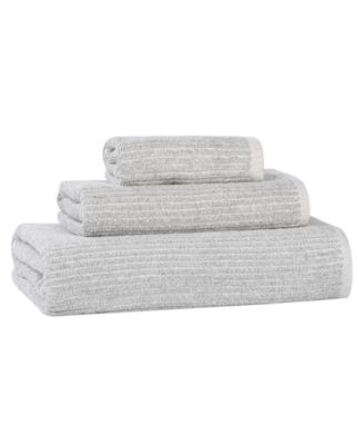 Destin Viscose Blend Absorbent Quick Dry Solid Ribbed Design 3-Piece Towel Set