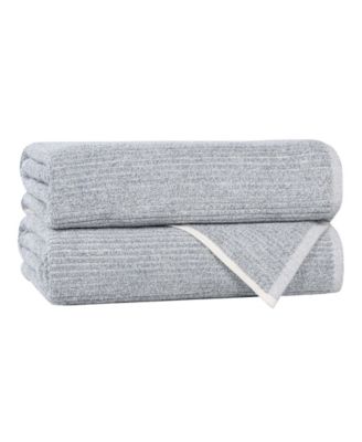 Destin Viscose Blend Absorbent Quick Dry Solid Ribbed Design 2-Piece Bath Towel Set