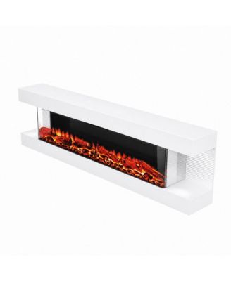 60" 3-Sided Electric Fireplace Insert with 12 Flame Colors, 750W/1500W Heater, Remote Control and LED Side Lighting