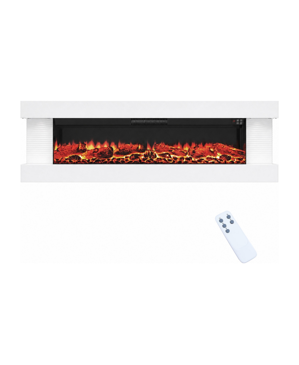 Mondawe 60" 3-Sided Electric Fireplace Insert with 12 Flame Colors, 750W/1500W Heater, Remote Control and Led Side Lighting - White
