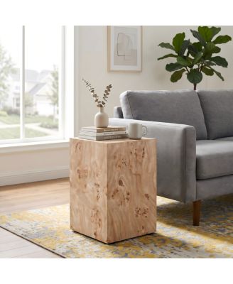Wood-Grain MDF Wabi-Sabi Square Coffee Table and Side Table (11.8"x11.8"x19.7)