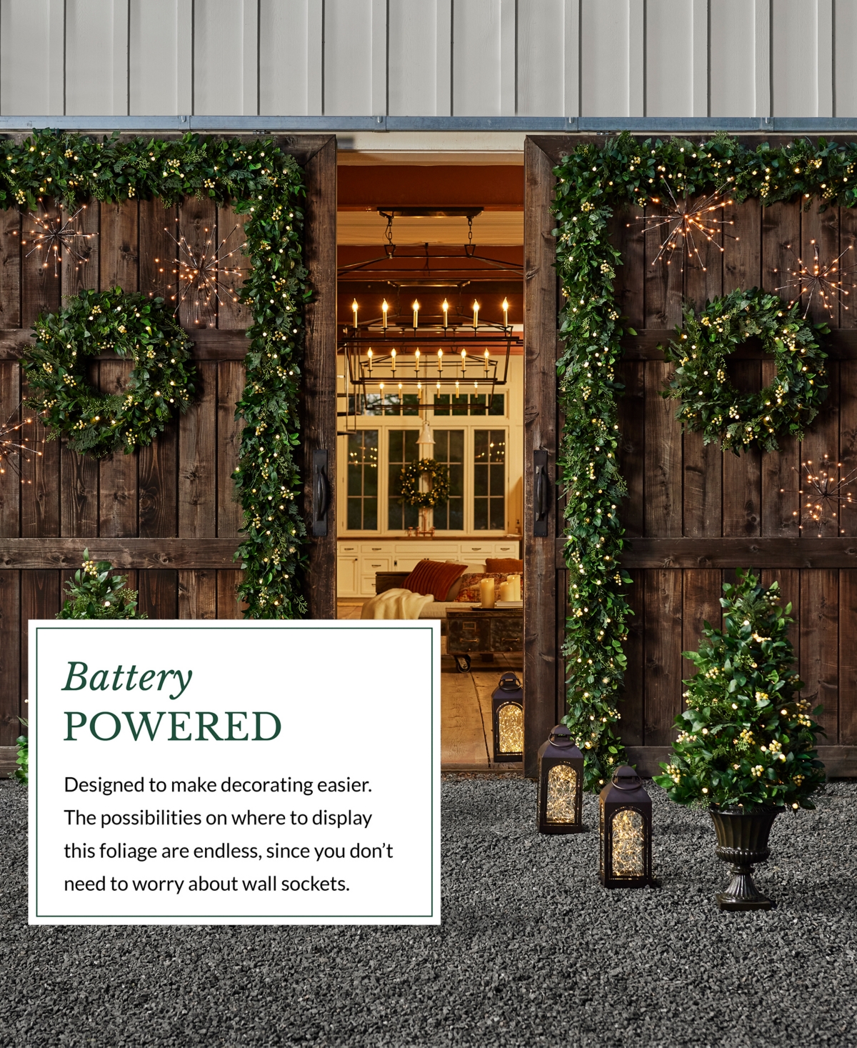 Balsam Hill 24" Outdoor Berry Cypress Pre-Lit Wreath