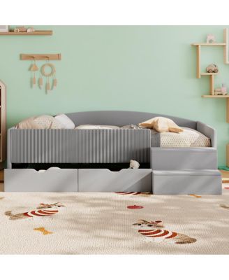 Twin Size Upholstered Daybed Frame with 2 Storage Drawers