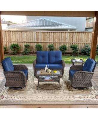 5 -Piece Wicker Patio Sofa Conversation Set with Cushions