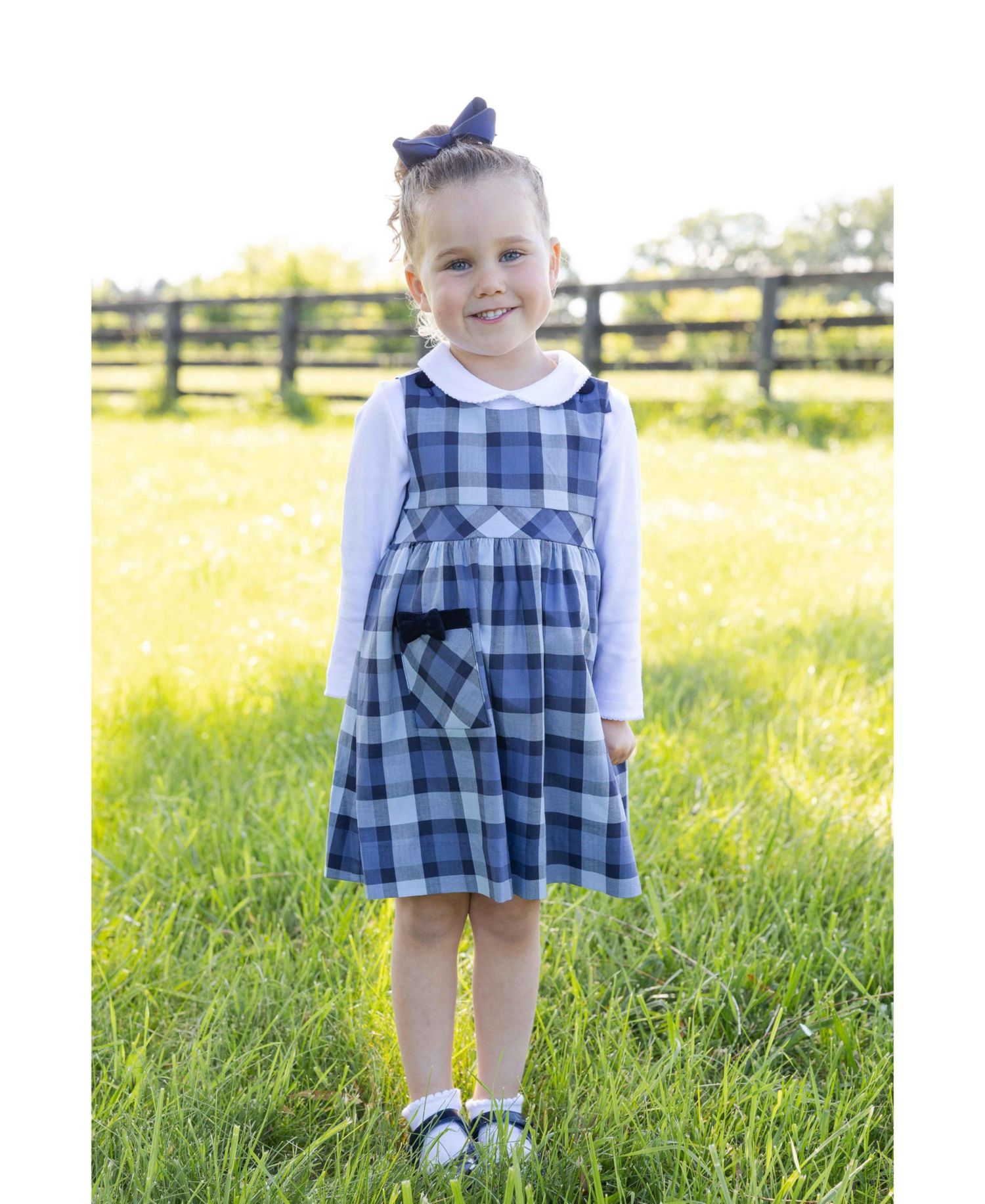 Little Girls (4-6X) Plaid Jumper with Pocket Dress