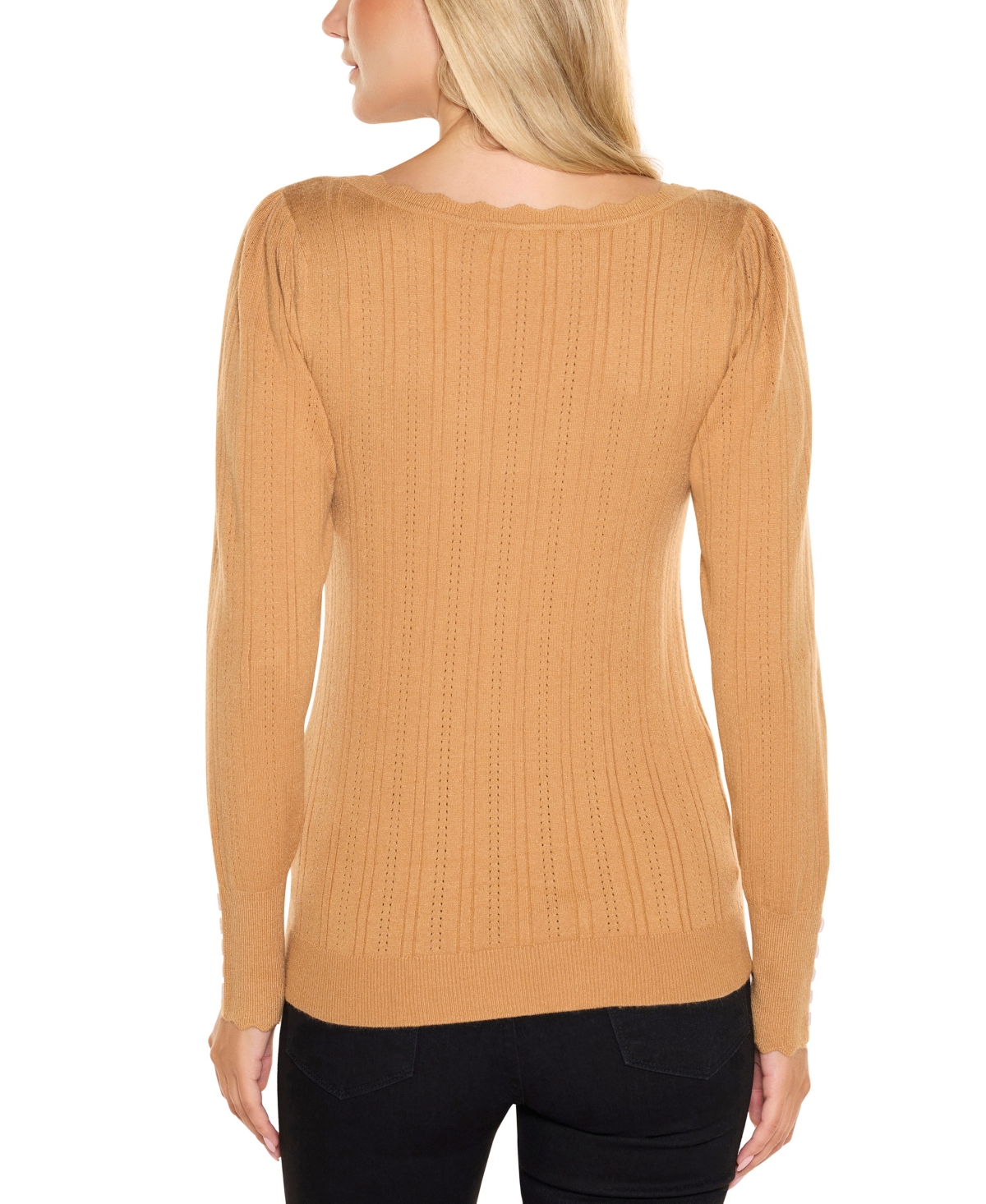 Belldini Women's Scalloped-Trim Boat Neck Sweater