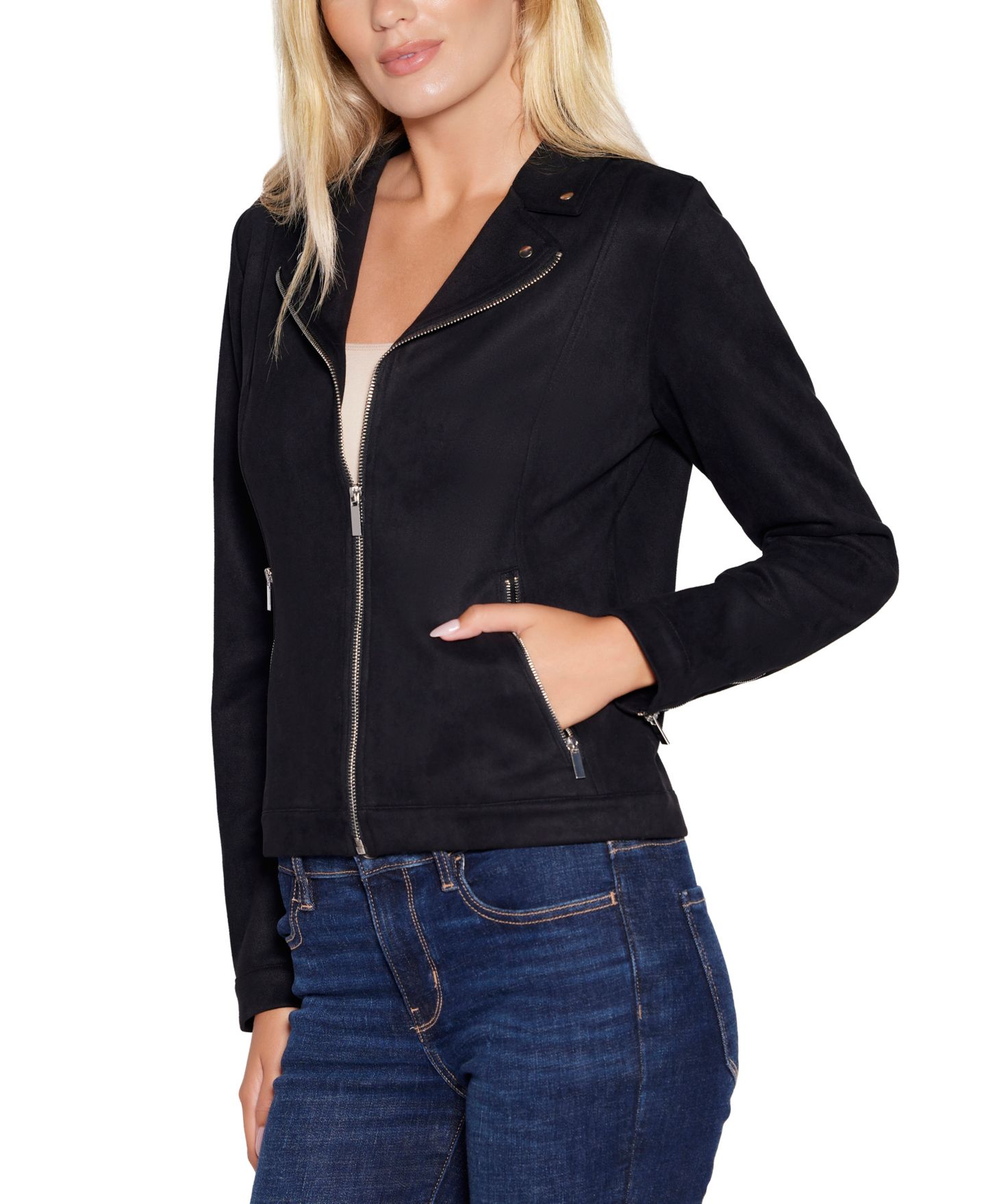 Женская куртка Belldini Faux-Suede Moto, цвет: Чёрный — фото 3
