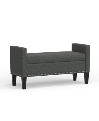 Storage Bench with Arms, Nailhead Trim