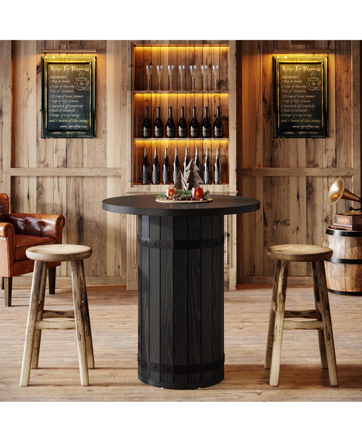Tribesigns Round Bar Table, 39.4-Inch Bar Height, Bistro Pub Table
