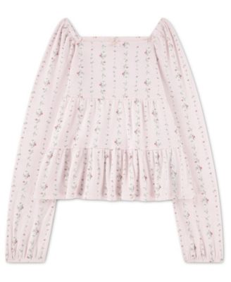 Girls' 5-16 Long-Sleeve Babydoll Top