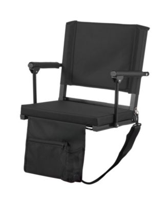 18.7 Inch Portable Bleacher Seat with Armrests Back Support and Thick Cushion