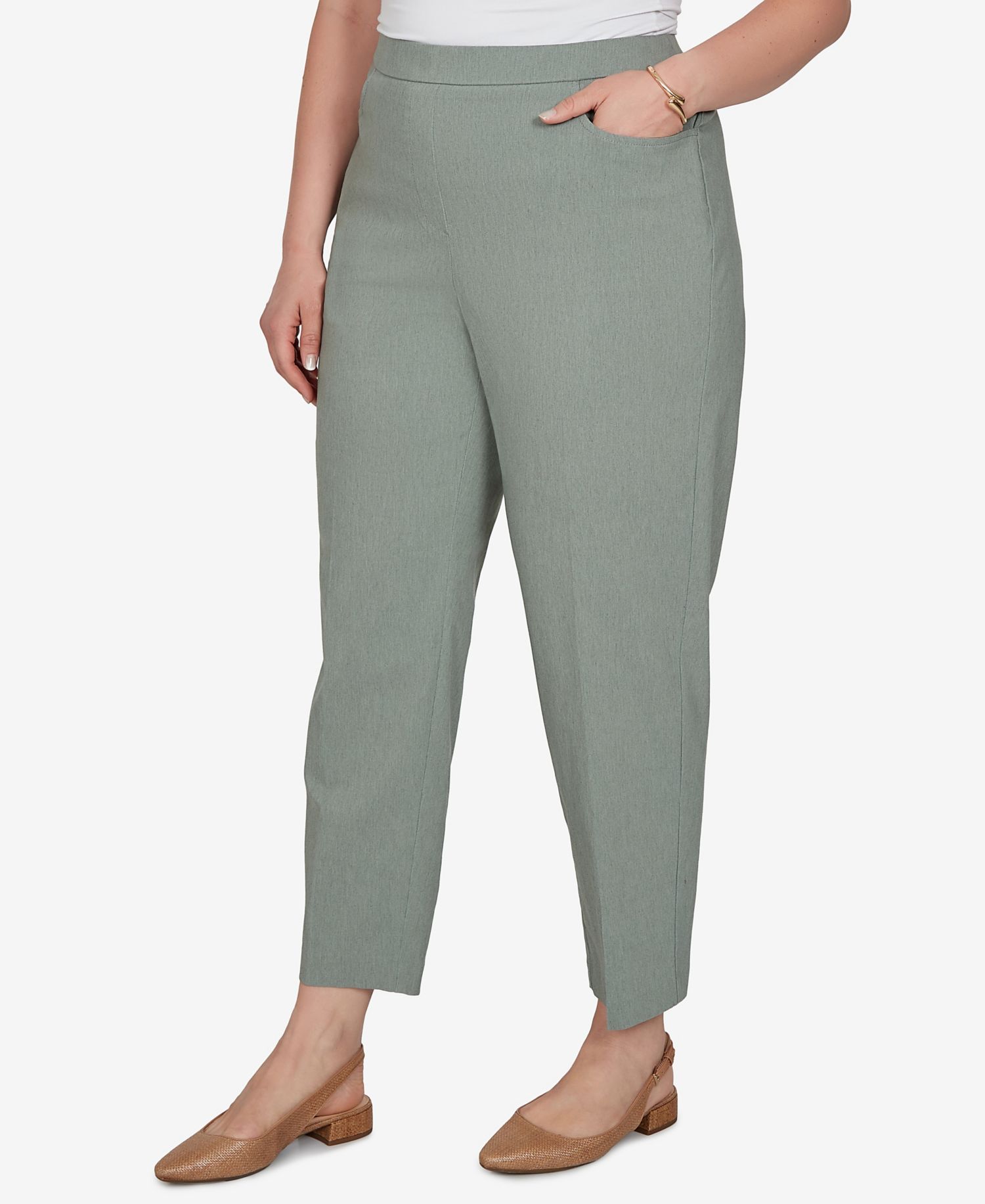 Women's Plus Size Pull-On Mid-Rise Cropped & Ankle Pants
