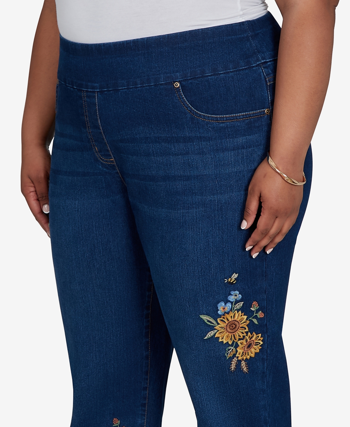 Alfred Dunner Plus Pull-On Cropped Denim Pants