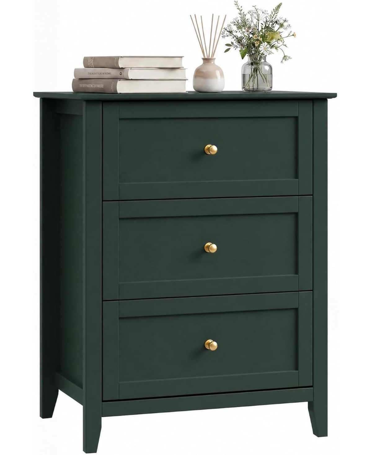 27.5" 3-Drawer Dresser with Lacquered Finish and Gold Knobs, Modern Nightstand