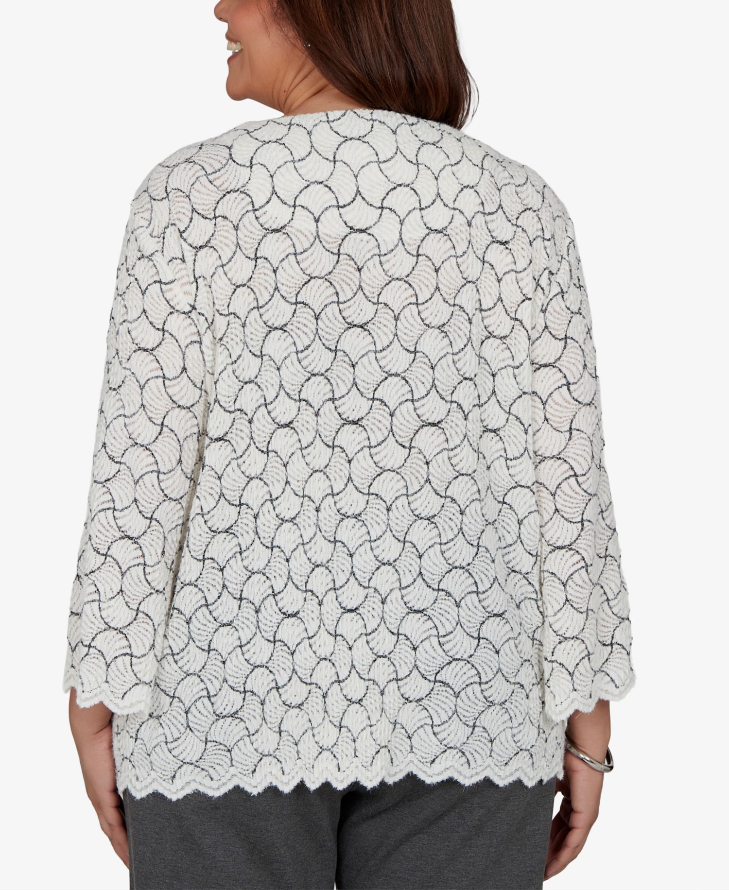 Plus Size Scoop Neck 3/4-Length Sleeves Blouse