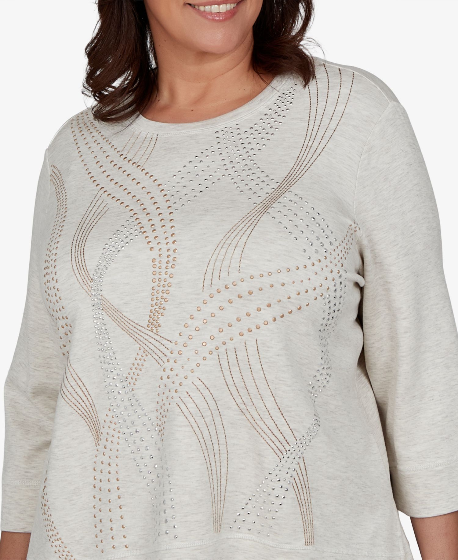 Plus Size 3/4-Sleeve Crewneck Knit Top