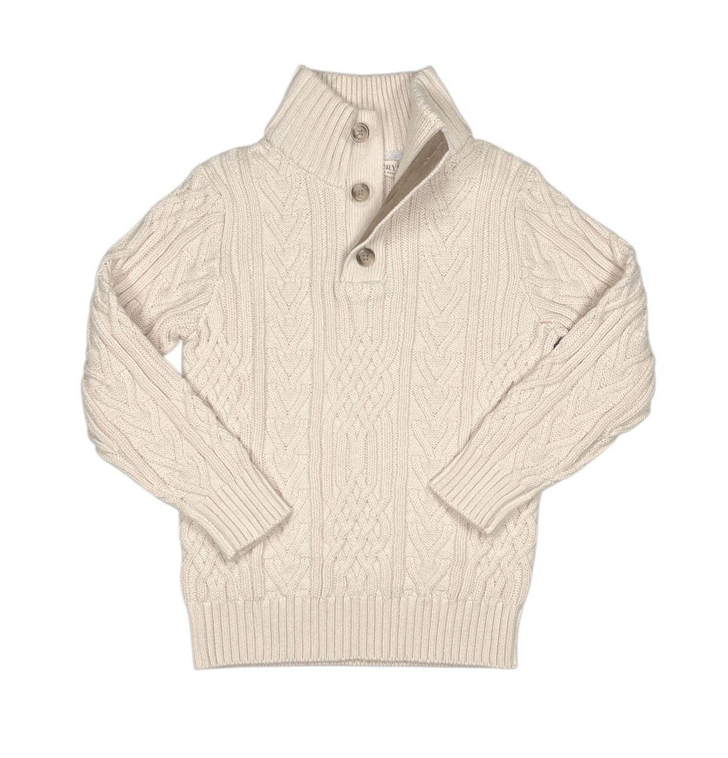 Свитер Hope & Henry Organic Mock Neck Cable для мальчиков, цвет: Слоновая кость — фото 1