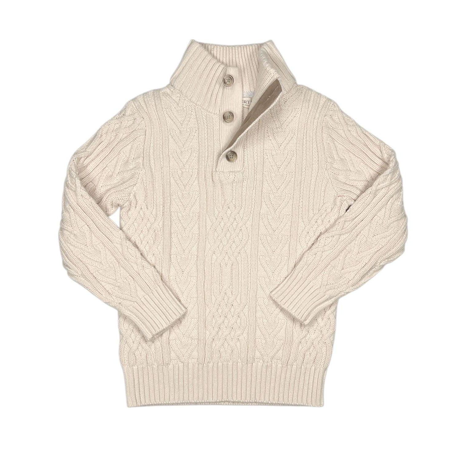 Little and Big Boys' S - XL Organic Mock Neck Cable Sweater