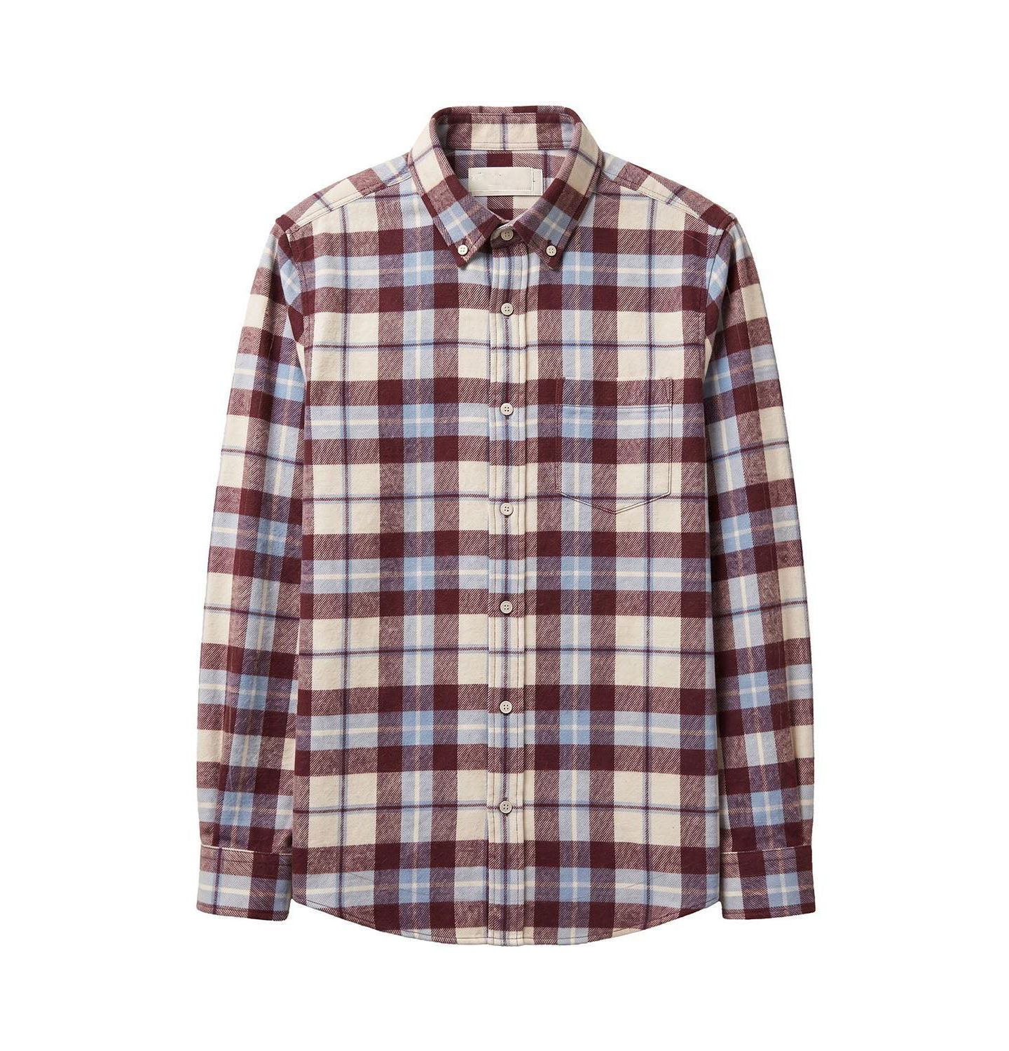 Рубашка Hope & Henry Organic Long Sleeve Flannel Shirt для мальчиков, цвет: Бордовый / Синий — фото 1