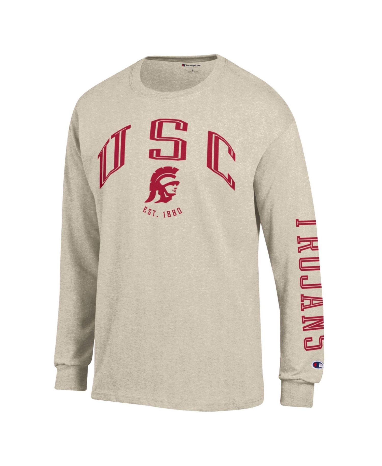 Men's USC Trojans Neutral Arch Long-Sleeve Classic Fit Crewneck T-Shirt